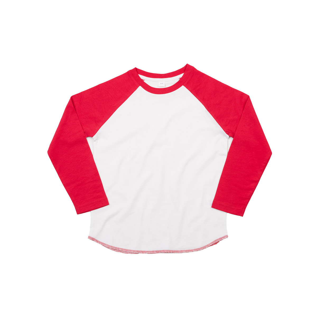 Maglia bianca e rossa in cotone con manica lunga e girocollo