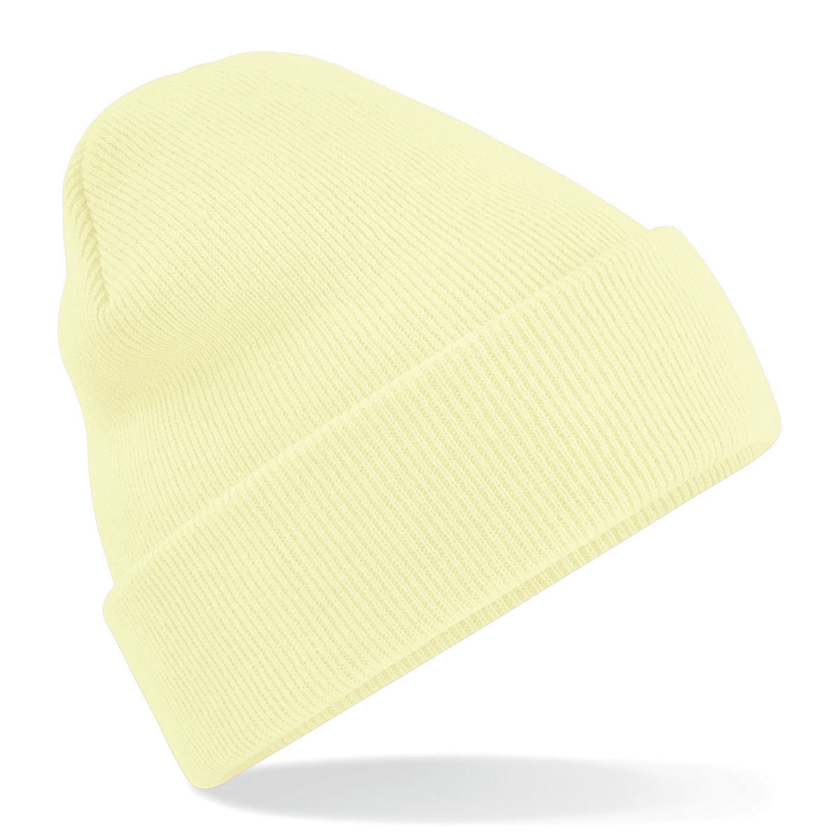 Berretto con risvolto in acrilico di colore giallo chiaro