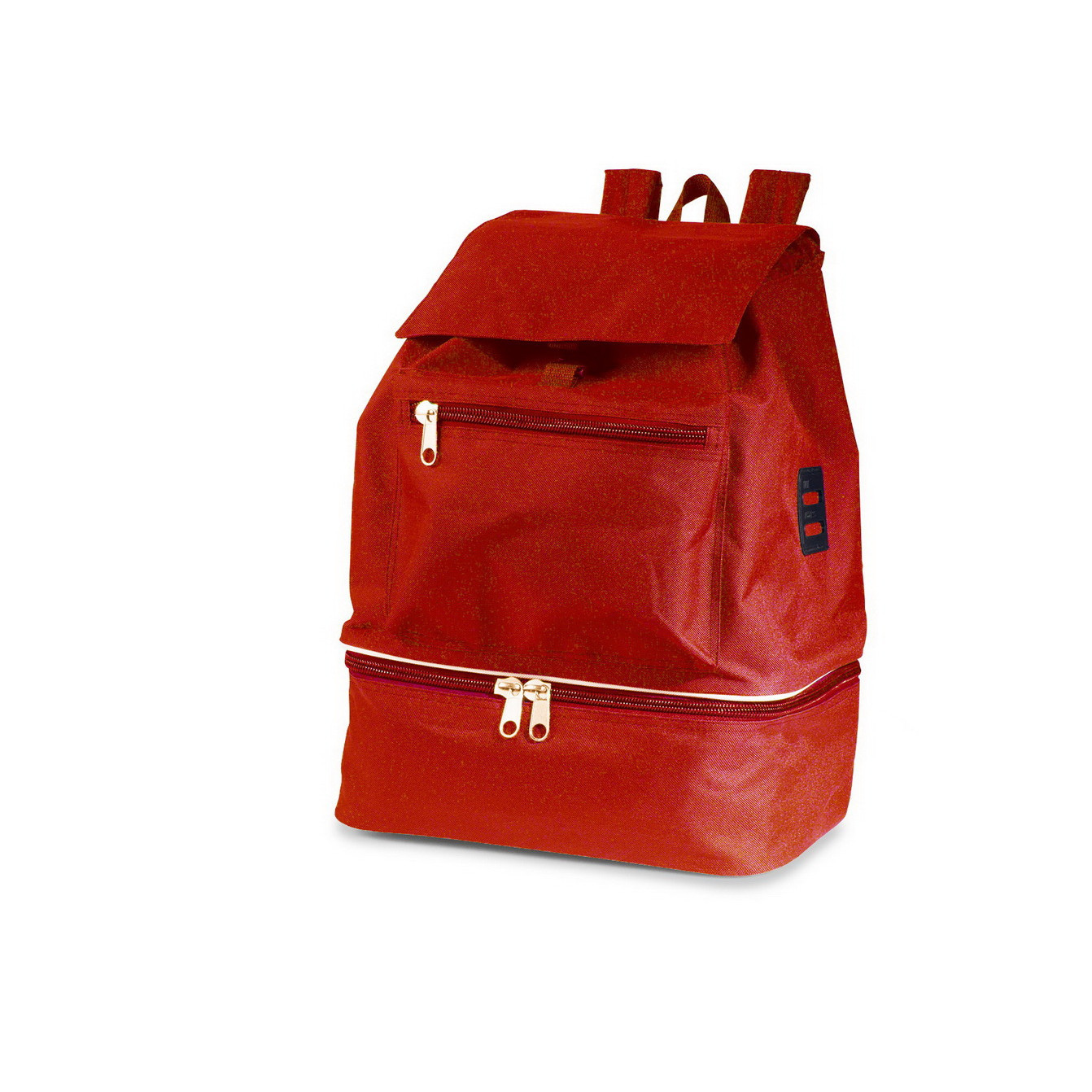 Zaino rosso con ampio comparto principale con chiusura a strozzo