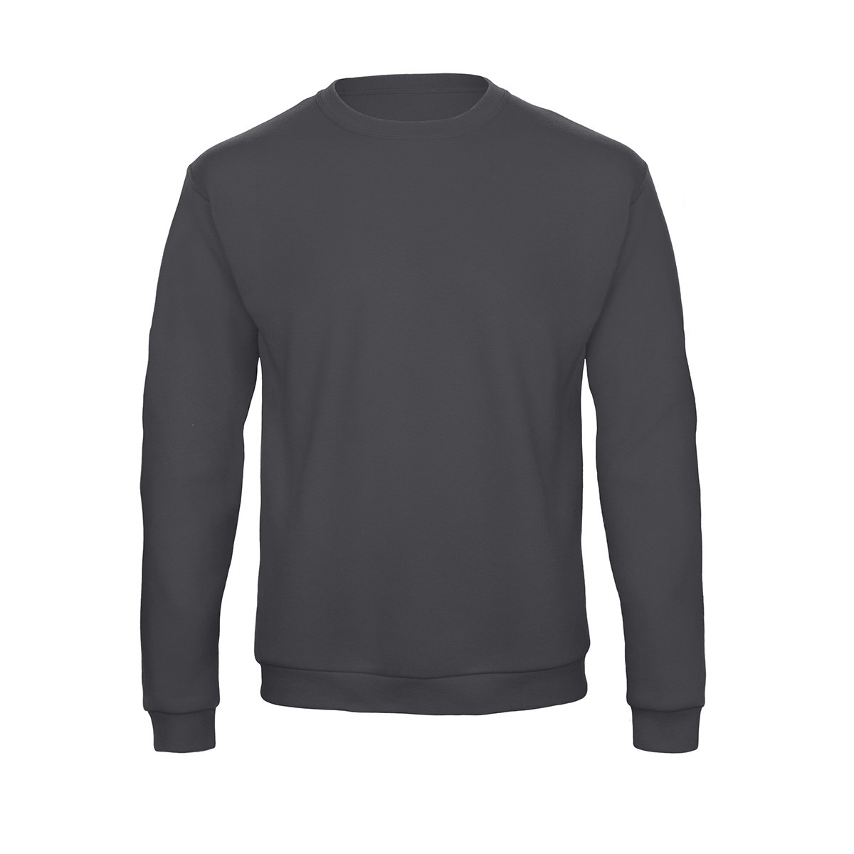 Felpa grigia scura in cotone/poliestere con girocollo e felpata internamente