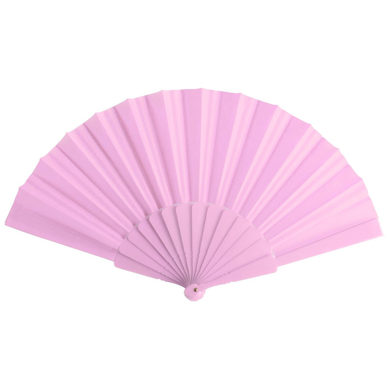 Ventaglio in tessuto rosa con bastoncino di plastica