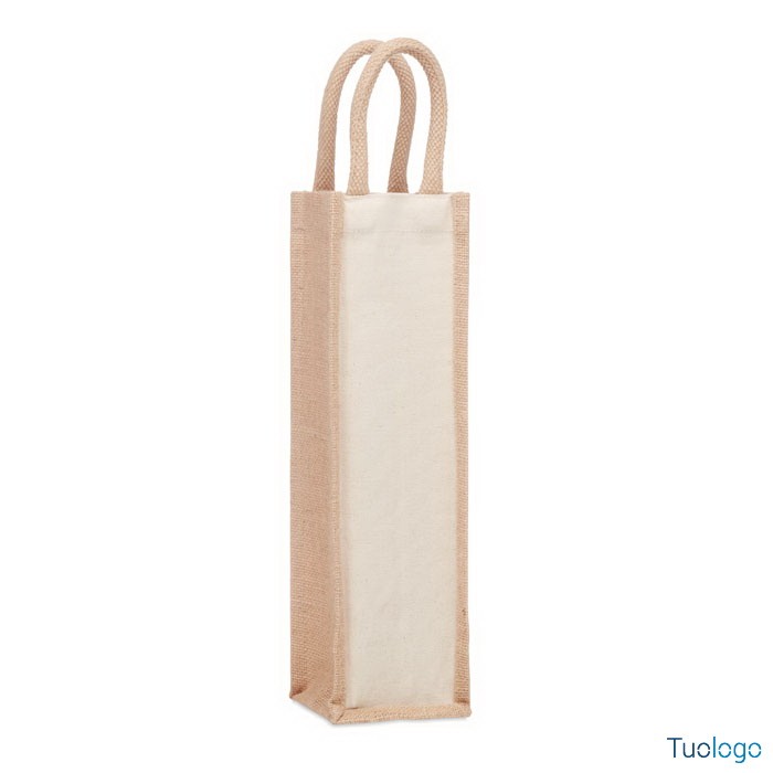 Borsa porta bottiglia di tela, con due manici