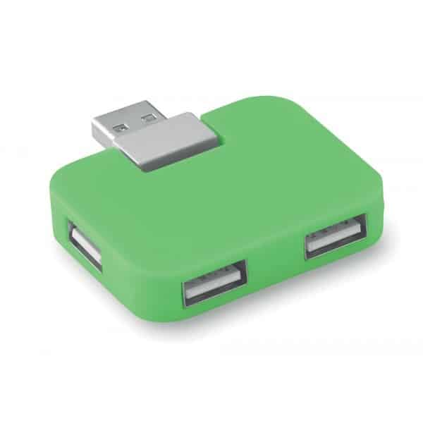 Hub in abs verde con quattro ingressi usb