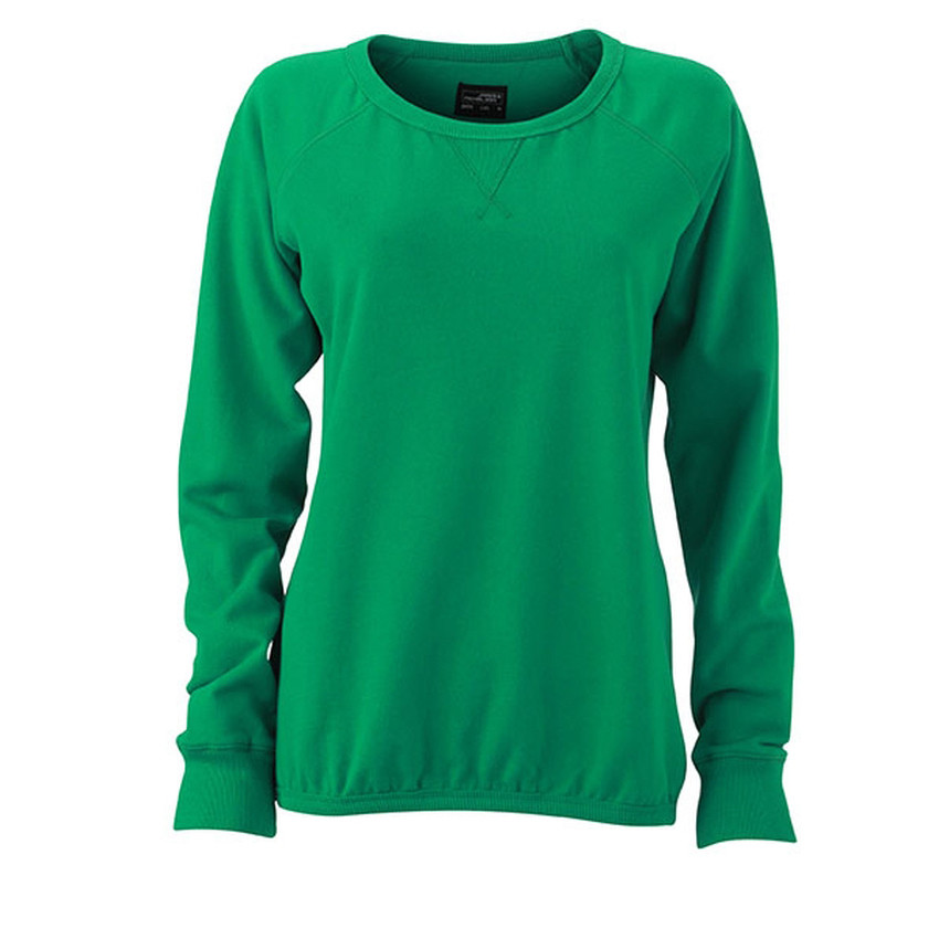 Felpa verde in cotone con ampia scollatura