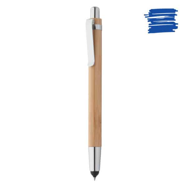 Penna touch in bamboo con punta e clip in metallo