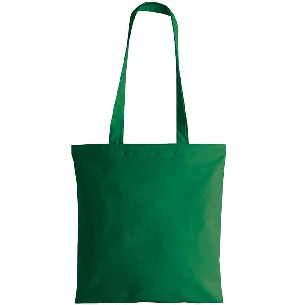 Shopper in cotone verde con manici lunghi