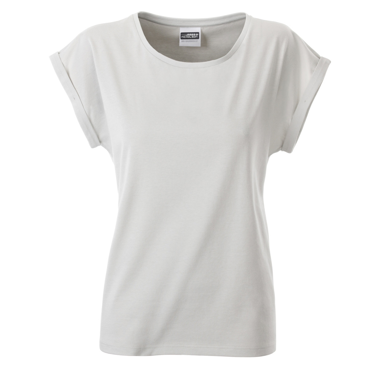 Tshirt donna manica corta bianca con giromaniche arrotolate