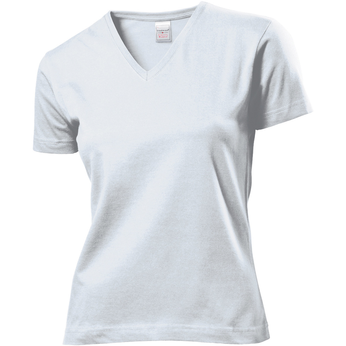 Tshirt bianca da donna manica corta con scollo profondo a V 100% cotone
