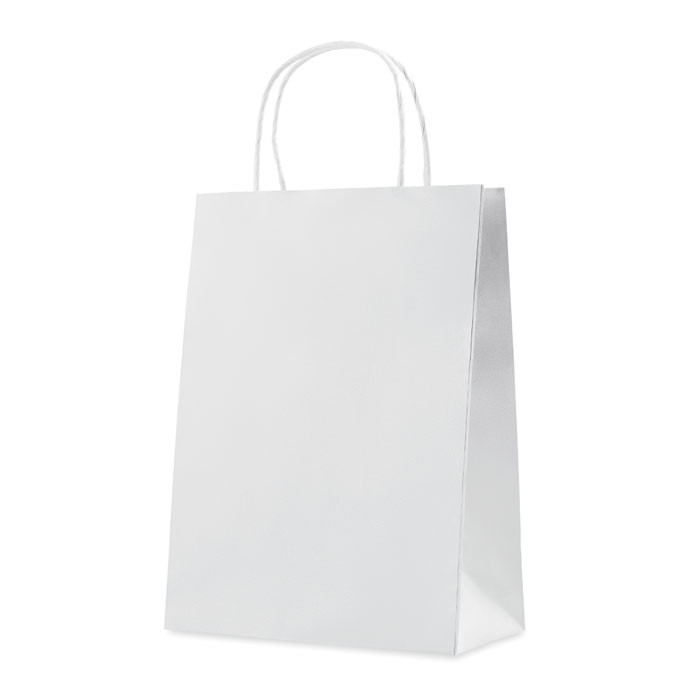Shopper in carta bianca con manici ritorti