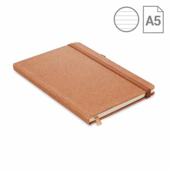 Bloc notes arancione con copertina in pu e chiusura a elastico