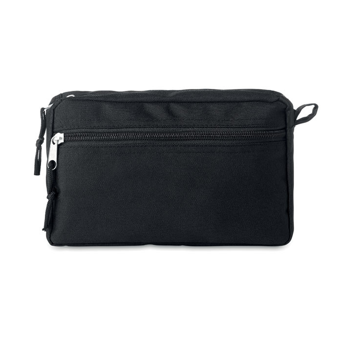 Trousse nera in rpet con doppia zip