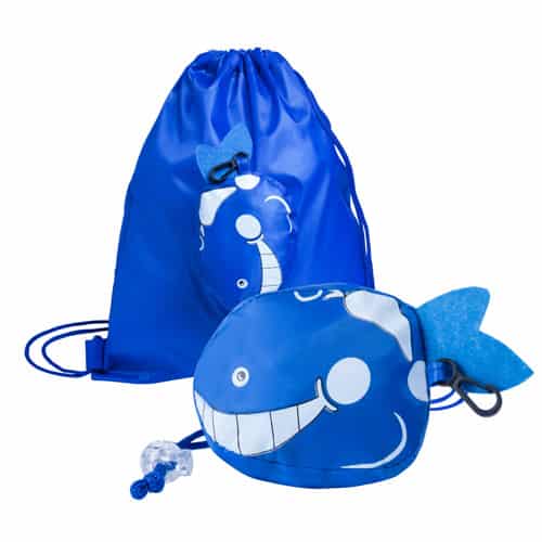 Zainetto in poliestere blu con laccetti in tinta