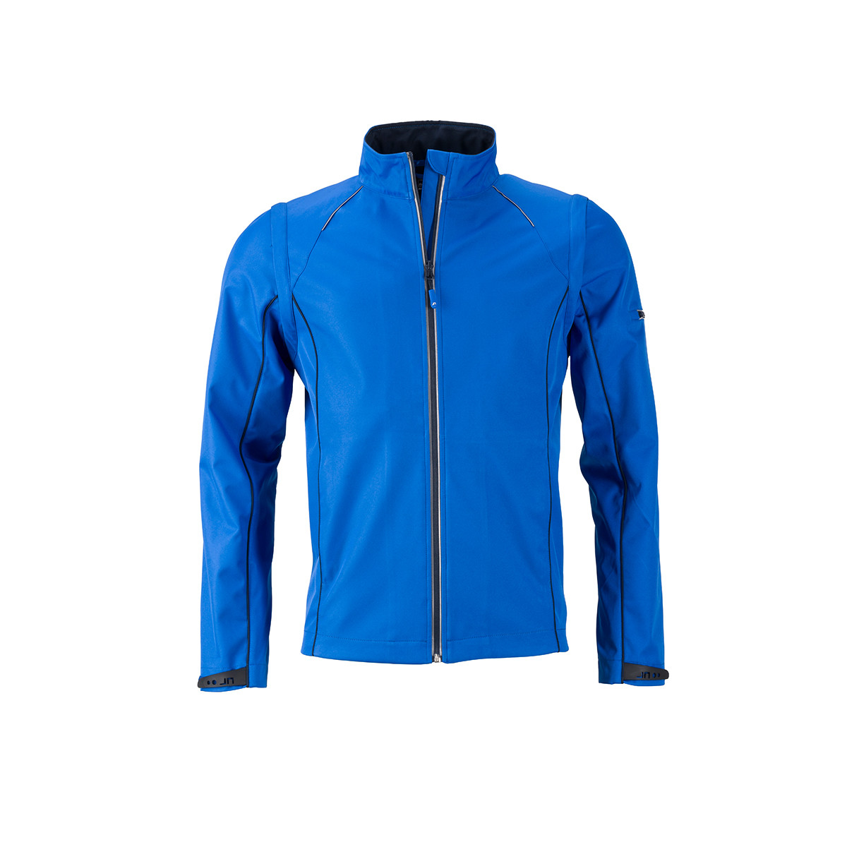 Giacca blu traspirante con dettagli riflettenti su spalle e maniche 100% poliestere