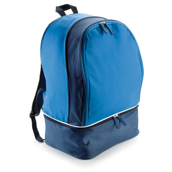 Borsa sportiva blu con zip e fondo per scarpe