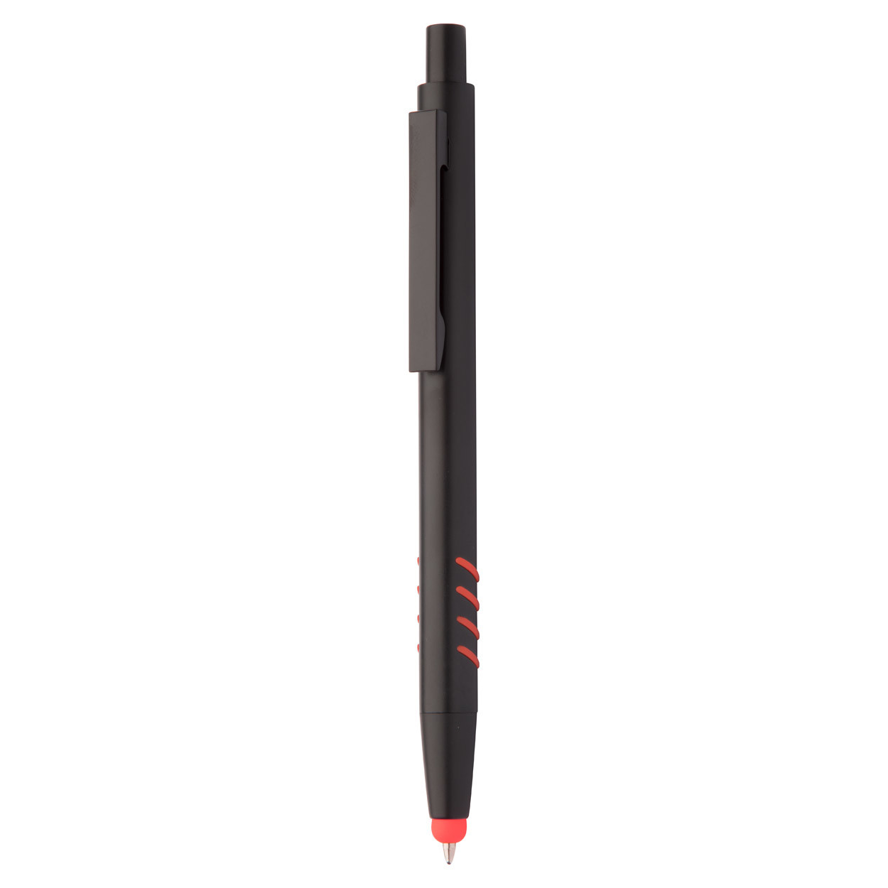 Penna a sfera in alluminio nero con puntatore touch