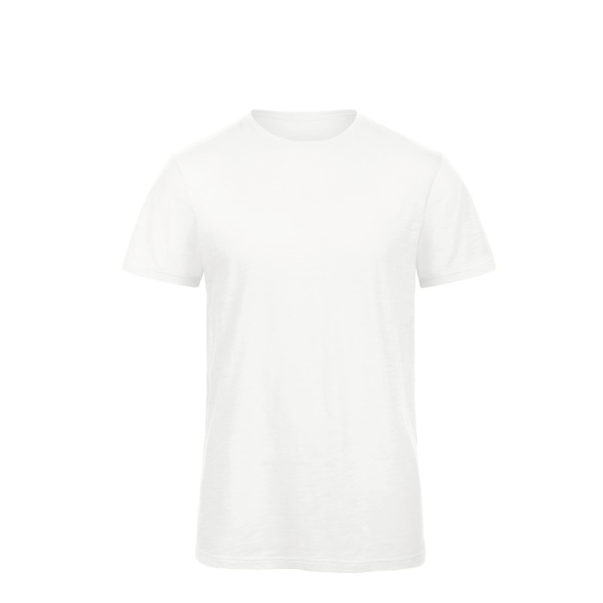 Tshirt bianca in cotone con girocollo e texture slub