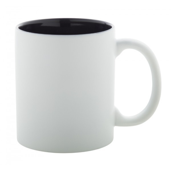 Tazza bianca in ceramica con interno nero