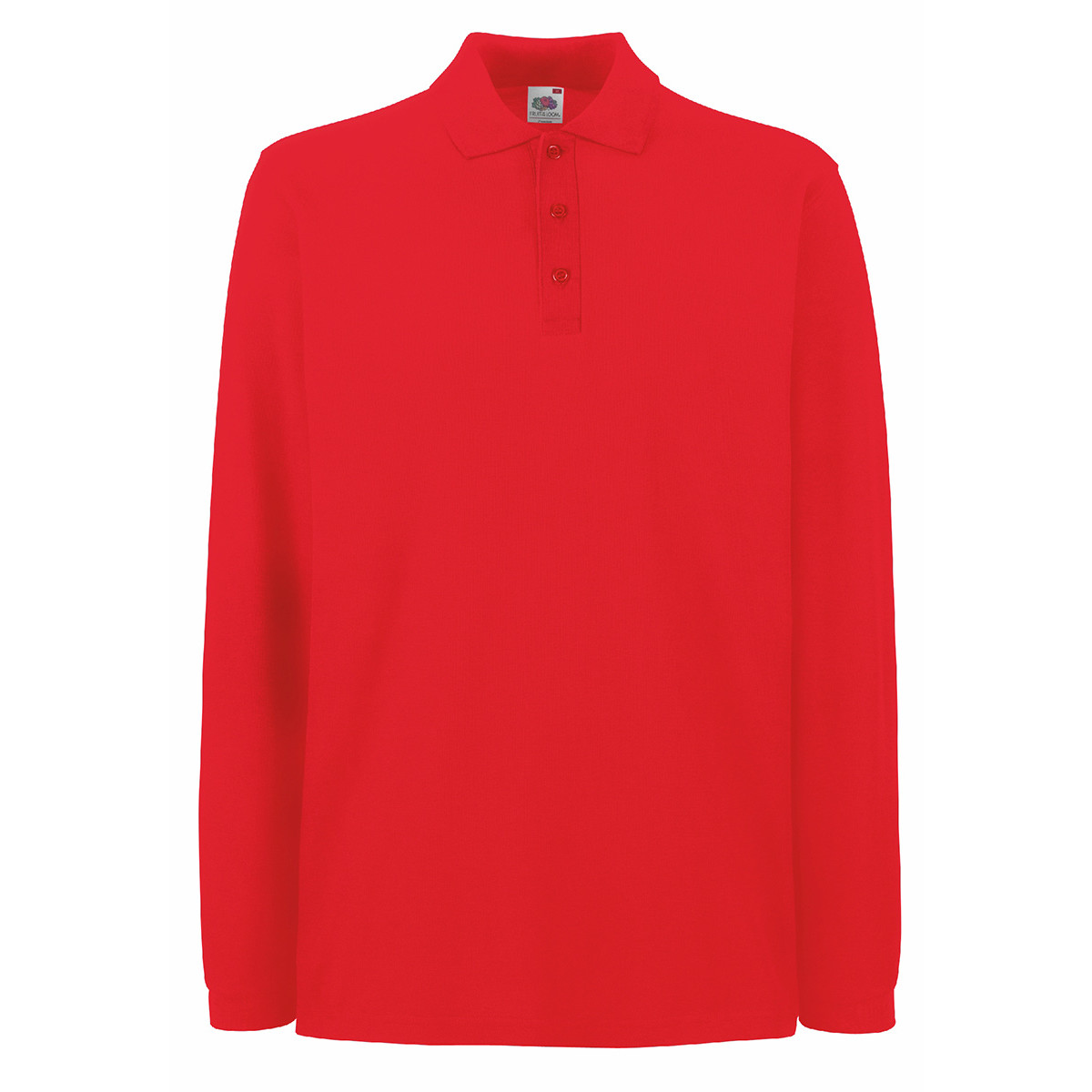 Polo unisex rossa a maniche lunghe con bottoni
