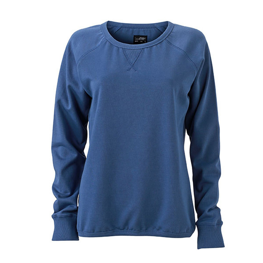 Felpa blu in cotone con ampia scollatura