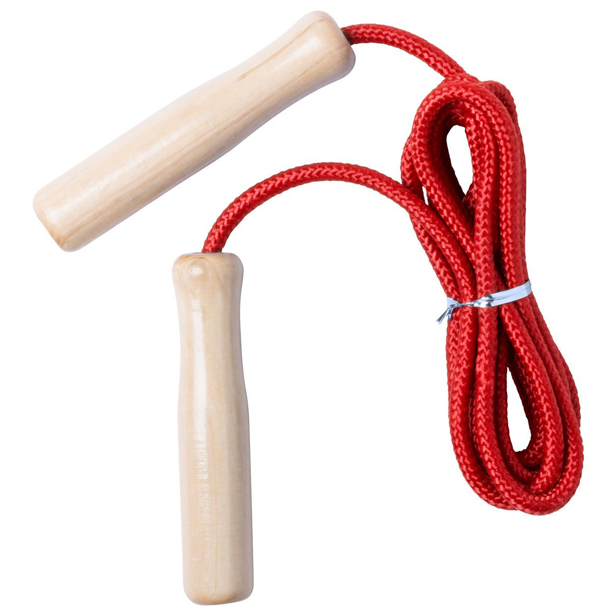 Corda per saltare rossa con manici di legno