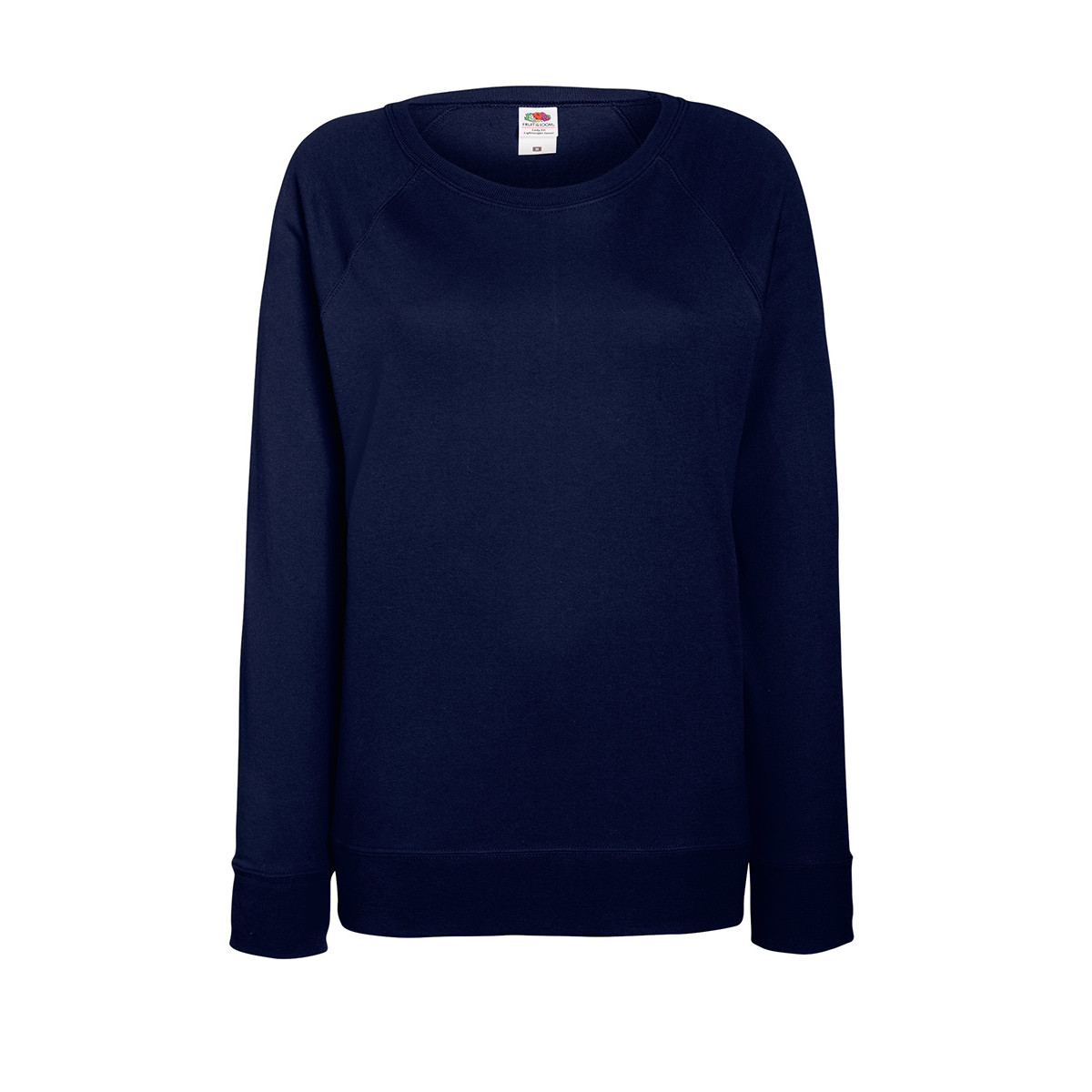 Felpa da donna blu scura in cotone con girocollo