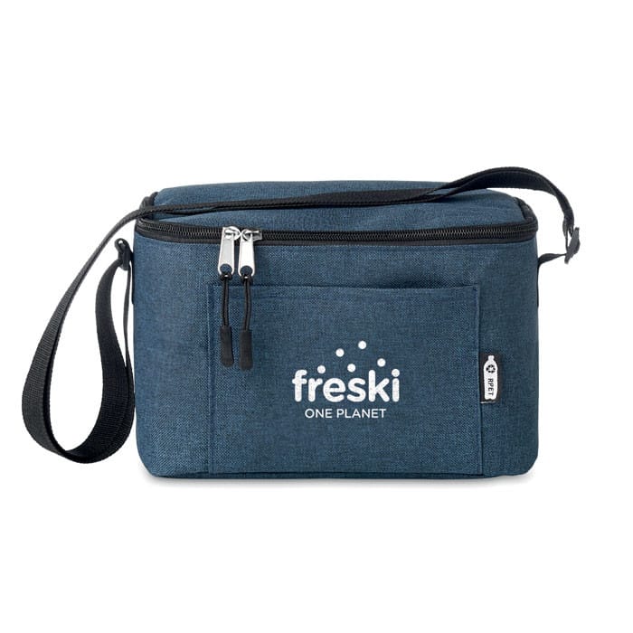 Borsa frigo in tessuto rpet blu con logo