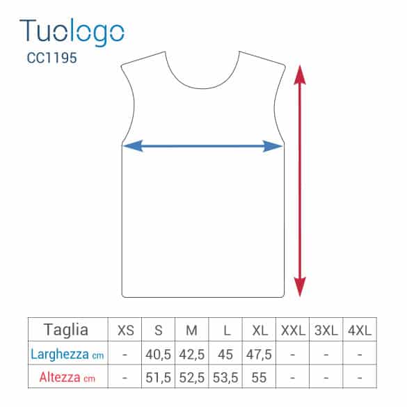 Schema delle misure in cm delle taglie delle canotte