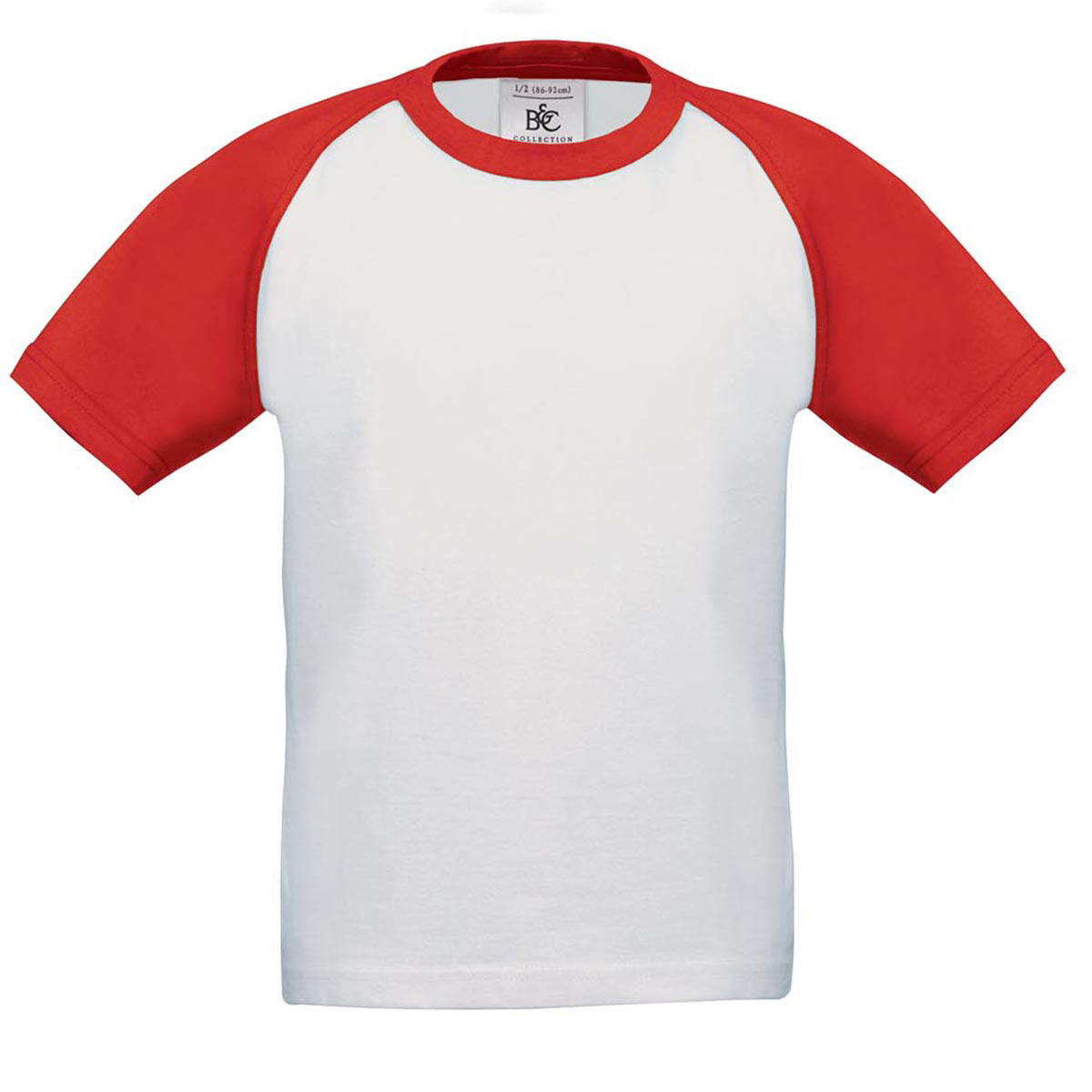 Tshirt bambino in cotone manica corte due colori, bianca e maniche rosse