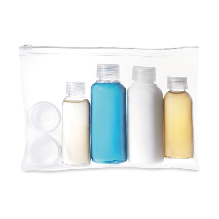 Busta trasparente porta liquidi richiudibile con all