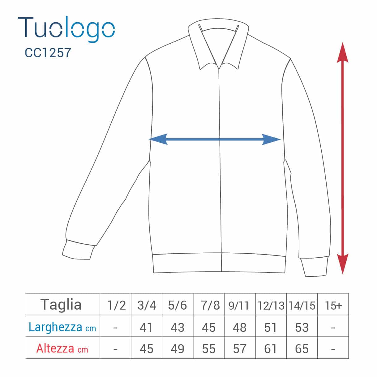 tabella misure altezza e larghezza