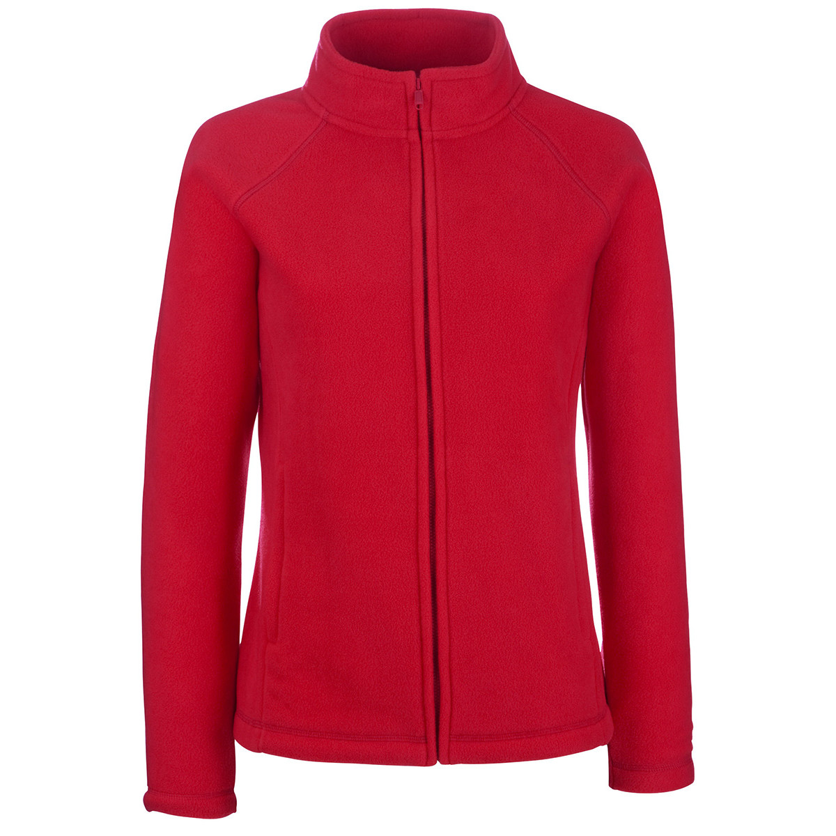 Pile rosso collo alto, zip e tasche laterali 100% poliestere