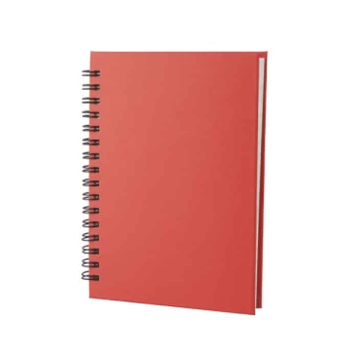Blocnotes rosso con copertina in cartone e spirale