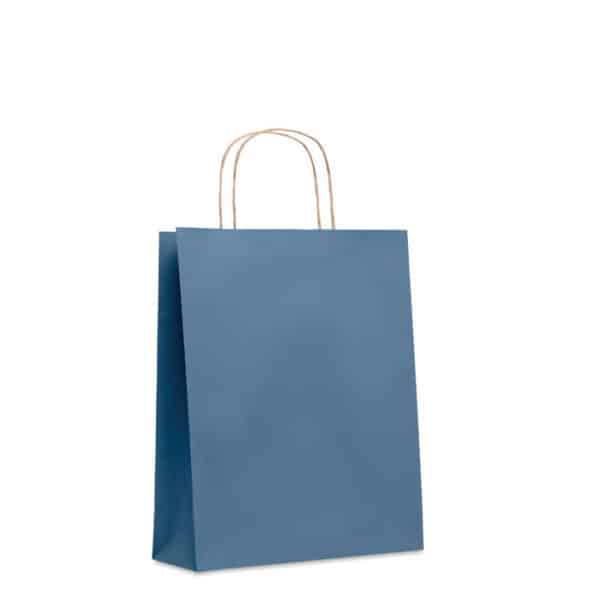 Shopper in carta blu con manici ritorti