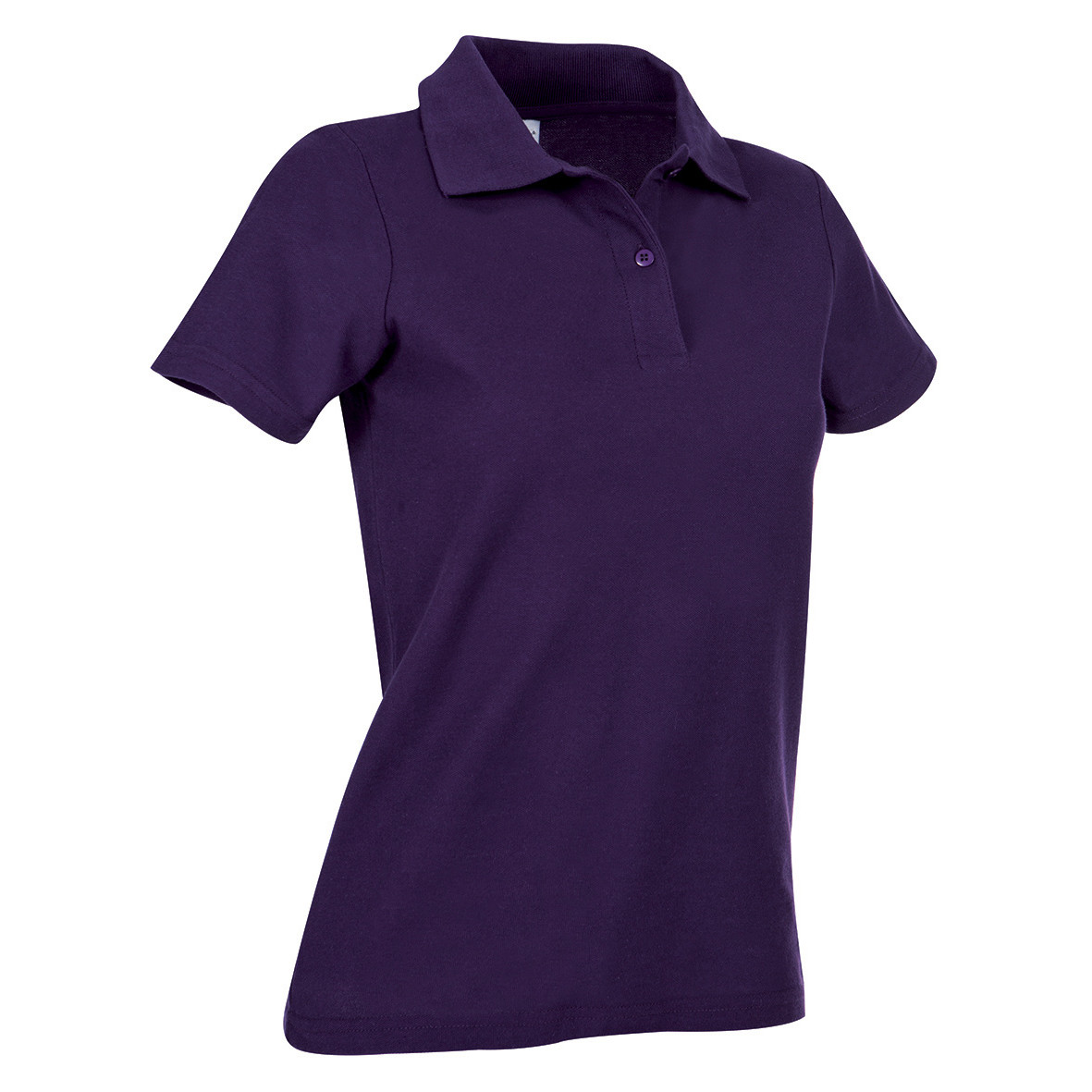 Polo da donna viola manica corta con due bottoni 100% cotone