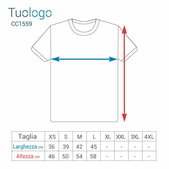 Tabella larghezza e lunghezza taglie della maglia sportiva bambino