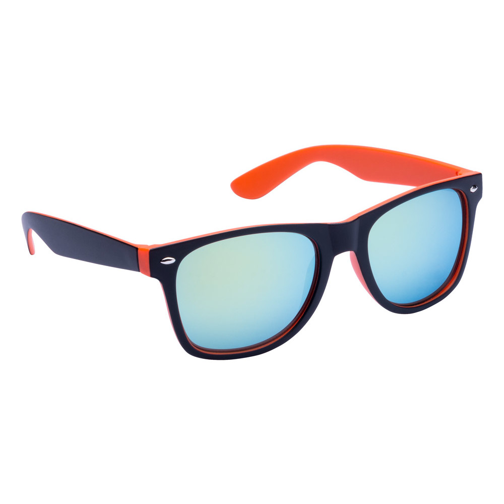 Occhiali da sole in plastica arancione con lenti metallizzate