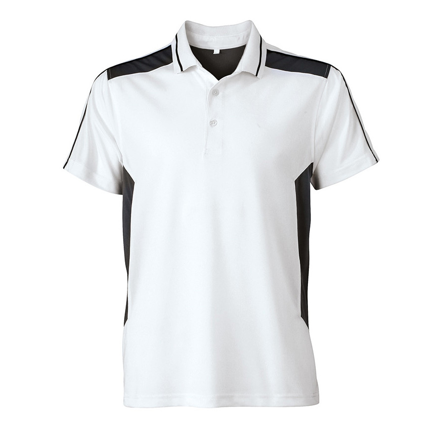 Polo manica corta bianca con inserti contrasto neri