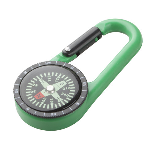 Moschettone verde in plastica con bussola