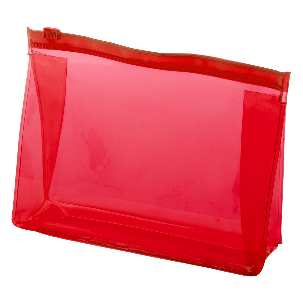 Trousse in pvc trasparente rosso con chiusura zip