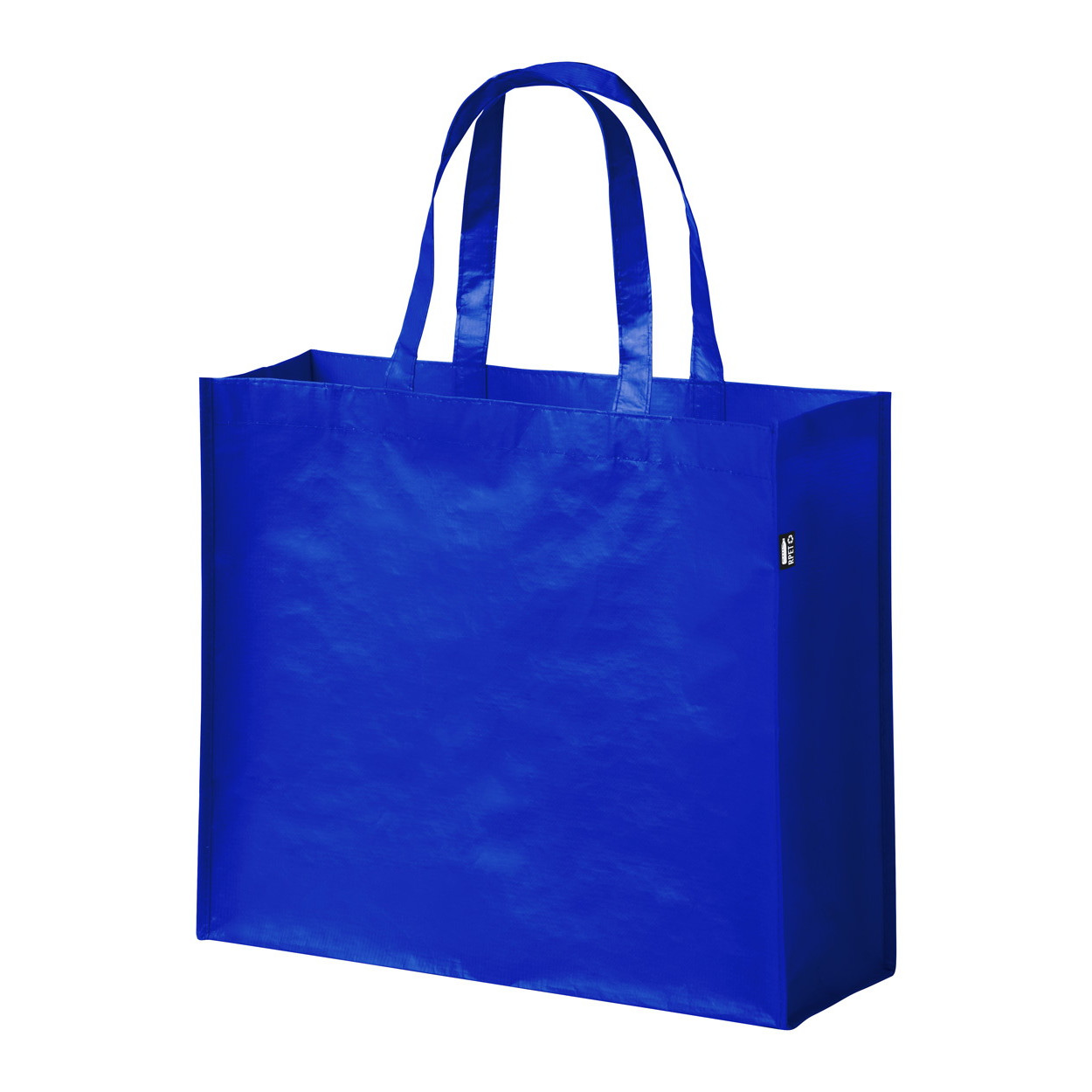 Shopper blu in pet riciclato con finitura laminata