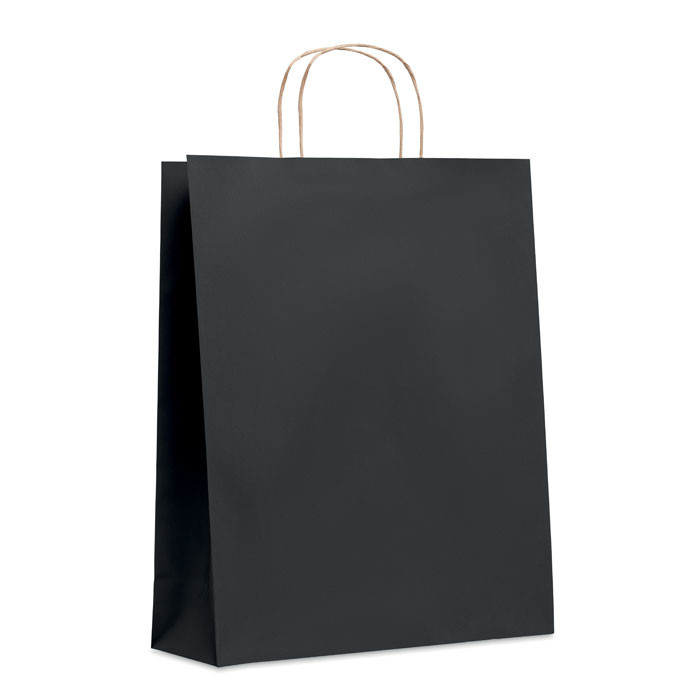 Shopper in carta nera con manici ritorti