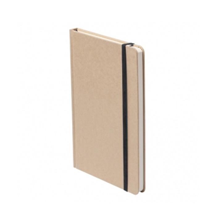 Blocnotes con copertina in cartoncino riciclato ed elastico nero