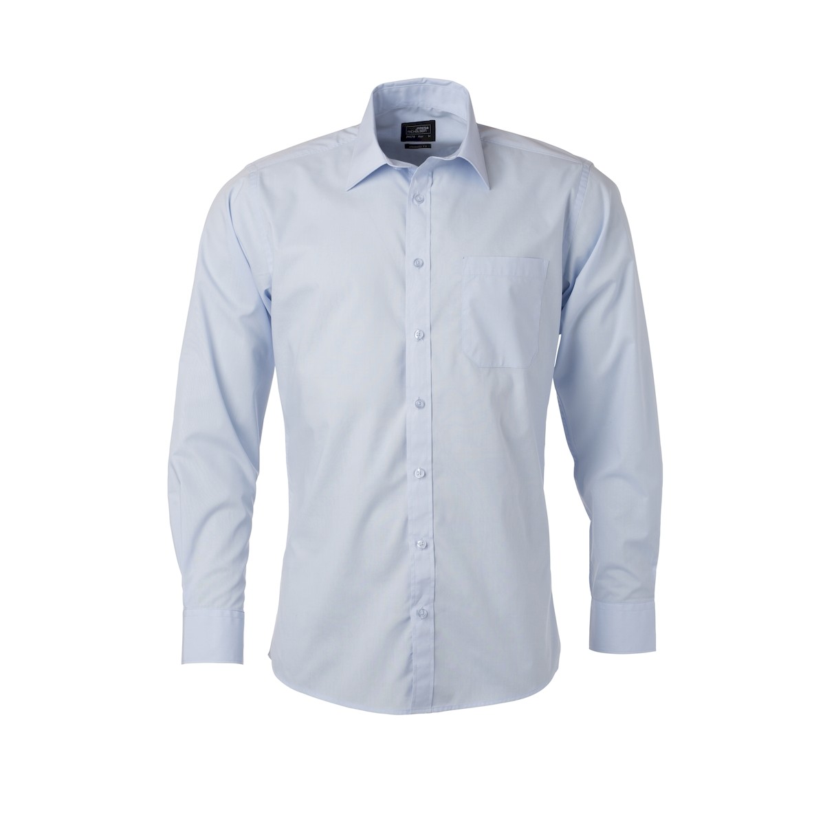 Camicia da uomo manica lunga azzurro chiaro con bottoni in tinta