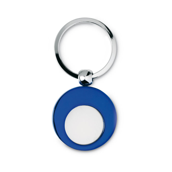 Portachiavi in metallo blu con gettone per carrello della spesa