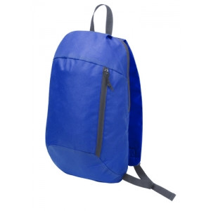 Zaino in poliestere blu con schienale imbottito e tasca con zip