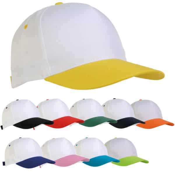 Cappellini in poliestere di diversi colori con chiusura in velcro