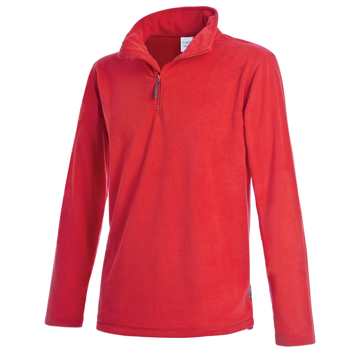 Pile da uomo rosso 100% poliestere con collo alto con mezza zip