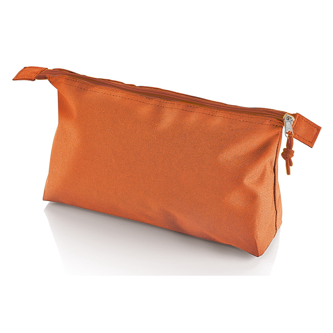 Trousse arancione con zip e laccetti