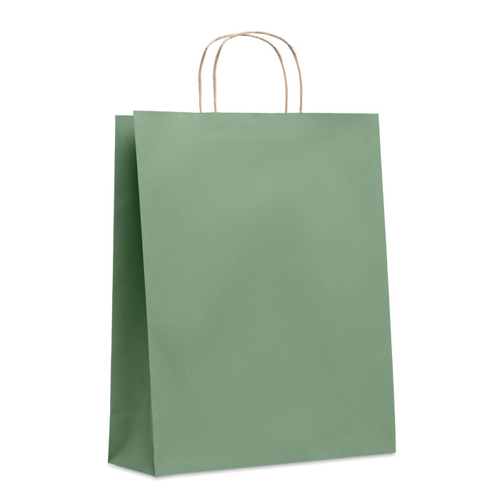 Shopper in carta verde con manici ritorti
