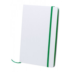 Blocnotes in cartone bianco con elastico verde